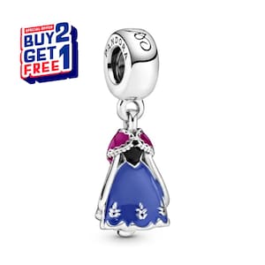 May include: A silver charm with a blue, purple, and black dress design. The charm has the word "Pandora" engraved on the top. The image also includes a "Buy 2 Get 1 Free" promotion.