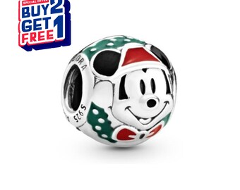 Disney Christmas Mickey Mouse Charm,Silver charm,Charms for Bracelet,Girl Dangle Charm,Patronus Charm,Gift for girls,Mother Day Gifts