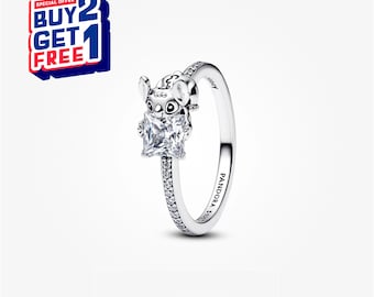 Anillo Disney Stitch & Stone, anillo de plata, anillo colgante, regalo para niñas, anillo minimalista, regalo para el Día de la Madre.