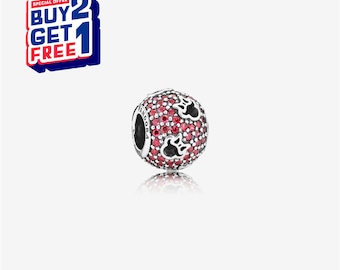 Ciondolo con zircone rosso sagoma di Minnie Mouse Disney, Ciondolo in argento, Ciondoli per braccialetti, Ciondolo pendente per bambina, Ciondolo Patronus, Regalo per bambine, Regali