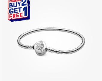 Pulseira Moments Sparkling Crown O Snake Chain, pulseira minimalista europeia e americana, presente para qualquer ocasião.
