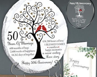 50th Wedding Anniversary Stone Gift,Golden Wedding Anniversary,50th Married Gift For Parent,Anniversary Keepsake,Stone Anniversary
