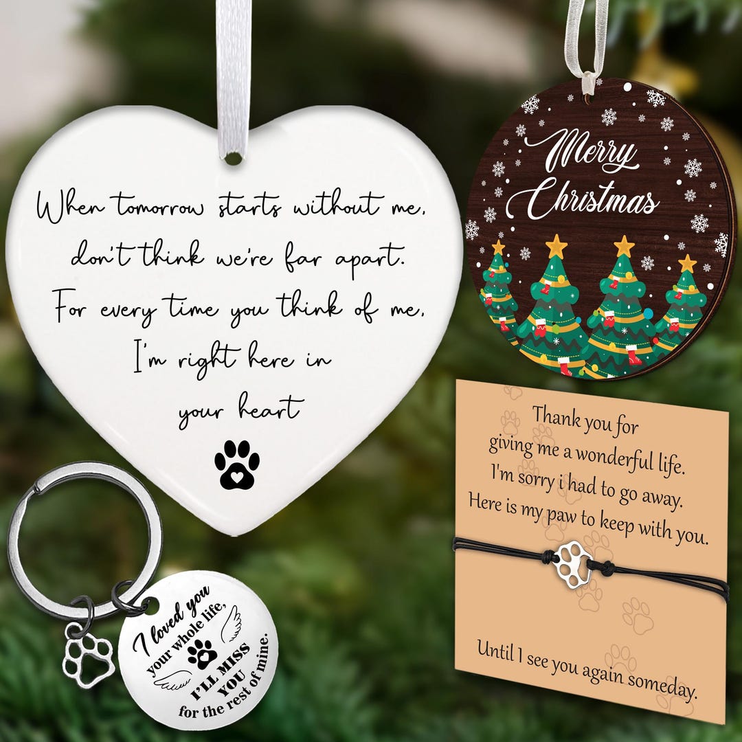 Pet Memorial Ornament Gift Set – Dog Cat Remembrance Ornament, Pet Loss ...