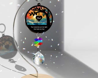 Dad Memorial Suncatcher, Crystal Sun Catcher Sympathy Gift, Loss of Father Remembrance, Table or Window Display, In Memory of Dad Keepsake