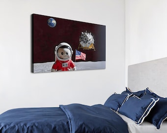 Astronaut Rise on the Moon Artemis NASA Mission Canvas Prints Wall Art - 32"x20" - 80x50 cm