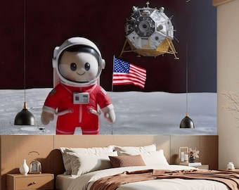Astronaut Rise on the Moon Artemis Mission Unpasted Mural Wallpaper 96"x69" - 245x175 cm