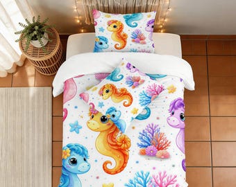 Seahorses Twin Duvet Cover Set 55"x79" - 140cm x 200 cm