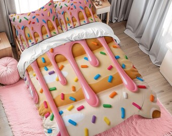 Donut & Pastry Full Duvet Cover Set - 80-90 inch - 203-229 cm