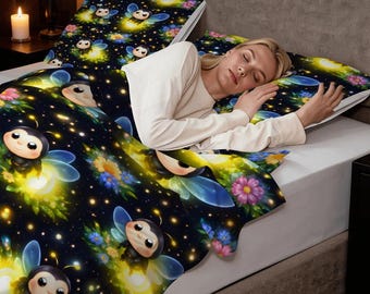 Fireflies at Night Twin Duvet Cover Set - Set 55"x79" - 140cm x 200 cm
