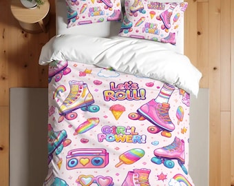 Roller Skating Single Twin Duvet Cover Set - 172-218 cm - 68-86 inch