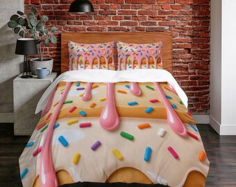 Donut Pastry Twin Duvet Cover Set 55"x79" - 140cm x 200 cm