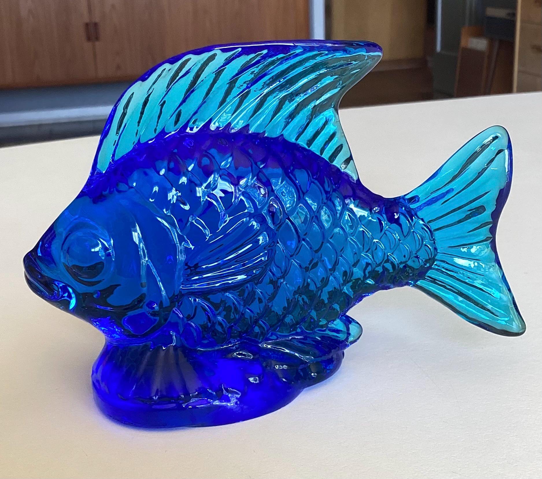 Vintage Blue Glass Fish - Etsy
