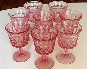 MCM Vintage Noritake Perspective Pink Small Goblets Stemmed Set of 8