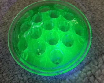 Vintage Uranium Glass Flower Frog: Marble Display, Floral Arranging