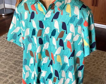 Camisa hawaiana con estampado de pájaros de MCM para hombre, talla XL, Misslook