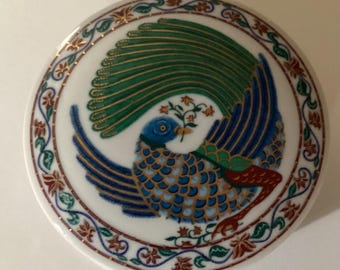 Caja de baratijas de porcelana vintage Elizabeth Arden Byzantium Japan Bird