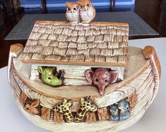 Vintage 1970’s Treasure Craft Noah’s Ark Ceramic Cookie Jar