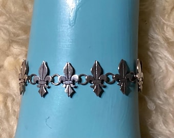 Taxco Vintage  NOLA Saints Fleur-de-Lis Sterling Silver Bracelet 925