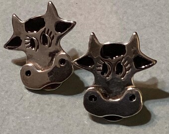 Cow Earrings Taxco Sterling Silver Pierced