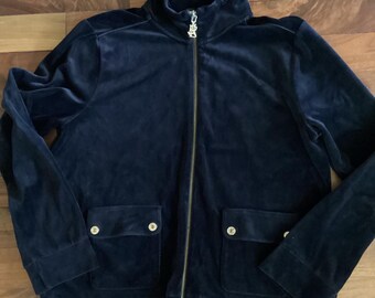 Lauren Ralph Lauren Black Velour Full Zip Track Jacket XL