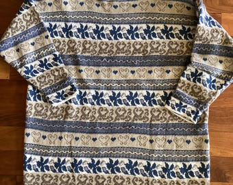 Vintage 1990’s Express Tricot Oversized Knit Tunic Sweater Small Mock Neck Patchwork