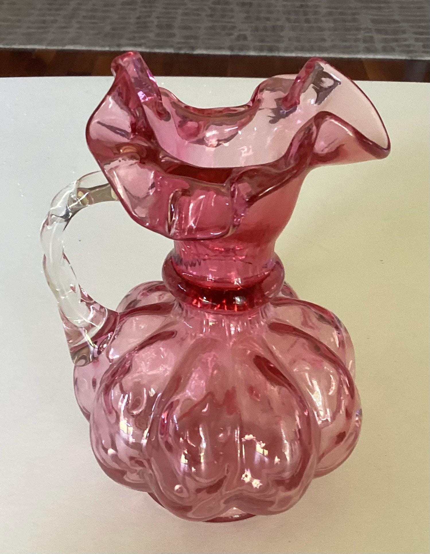 Pink Fenton Glass Pitcher - Etsy