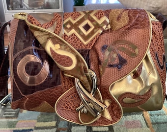 Bolso bandolera vintage Alentino Patchwork de piel sintética de los años 80