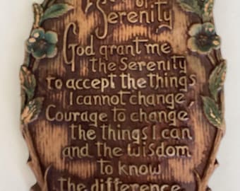 Vintage Faux Wood Serenity Prayer Wall Decor 1970’s