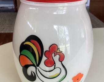 Tarro de cristal para galletas de leche Bartlett Collins Proud Rooster, estilo vintage.