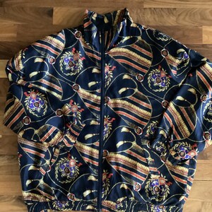 Vintage 90’s Bogari Studio Silk Nautical Bomber Jacket 3X