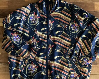 Vintage 90’s Bogari Studio Silk Nautical Bomber Jacket 3X