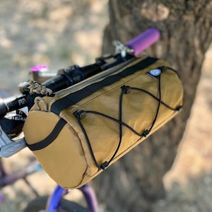 Bike Handlebar Barrel Bag - Burrito Bag for Bikes - Universal Fit for MTB/Road Handlebars (Coyot Color - X-Pac material)
