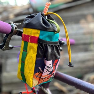 Bikepacking Feed Bag Colorful - One-Hand Access Handlebar Pack with Rain Cover - Lightweight - X-Pac Handlebar Feed Bag - Custom Design