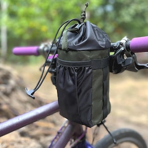 Handlebar Feed Bag - Lightweight Bikepacking Bag for Gravel & Touring. Handlebar cyling bag. Green color