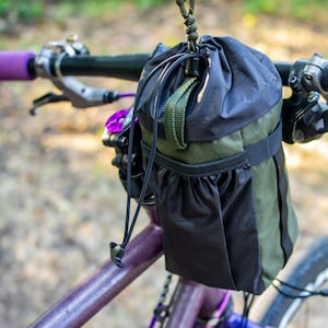 Handlebar Feed Bag - Lightweight Bikepacking Bag for Gravel & Touring. Handlebar cyling bag. Green color