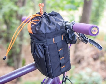 Cycling Handlebar Bag for Bikepacking. One-Hand Access Feed Bag, Bike Handlebar Bag. Cordura, Black-Orange. Perfect Gravel Bike Accessory US