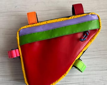 Mini Cycling Frame Bag for bikepacking, gravel, city bike. Bike frame bag. Colorful color.