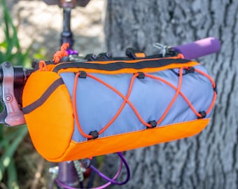 Bike Handlebar Barrel Bag - Burrito Bag for Bikes - Universal Fit for MTB/Road Handlebars (Orange - Reflective)