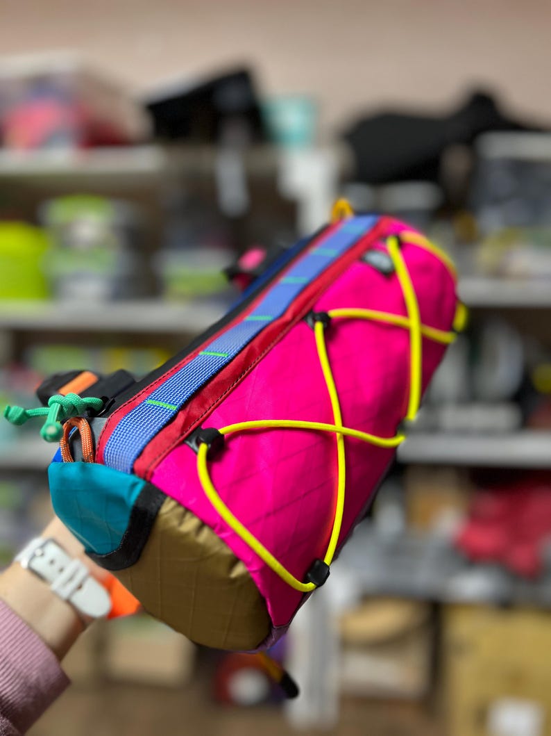 Custom Burrito Bag - Bike Barrel Bag Colorful Edition | 3L Handlebar Pack | X-Pac & YKK Aquaguard - Bikepacking Handlebar Bag image 15