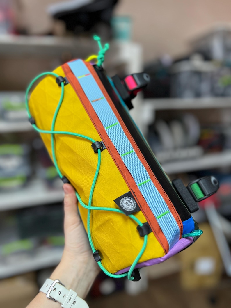 Custom Burrito Bag - Bike Barrel Bag Colorful Edition | 3L Handlebar Pack | X-Pac & YKK Aquaguard - Bikepacking Handlebar Bag image 16