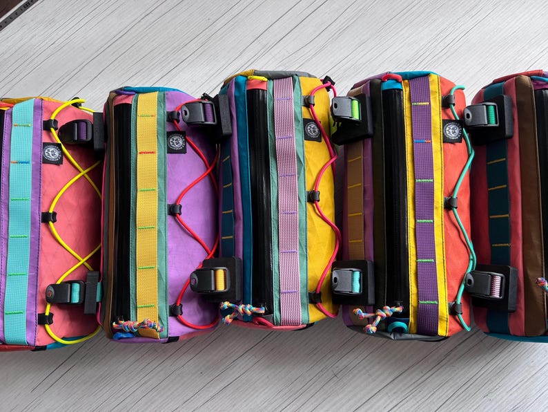 Custom Burrito Bag - Bike Barrel Bag Colorful Edition | 3L Handlebar Pack | X-Pac & YKK Aquaguard - Bikepacking Handlebar Bag Bag only
