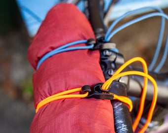 Elastic cargo strap with hook, for bikepacking and outdoor. 2-piece set.