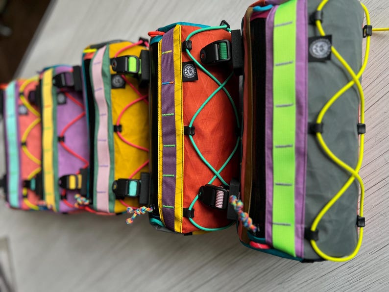 Custom Burrito Bag - Bike Barrel Bag Colorful Edition | 3L Handlebar Pack | X-Pac & YKK Aquaguard - Bikepacking Handlebar Bag image 18