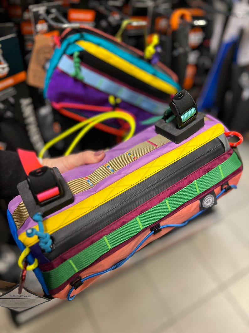 Custom Burrito Bag - Bike Barrel Bag Colorful Edition | 3L Handlebar Pack | X-Pac & YKK Aquaguard - Bikepacking Handlebar Bag image 14