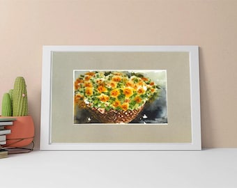 Cottagecore Yellow Rose Painting: Vintage Floral Art Print (Digital Download)