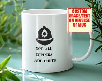 Taza personalizable con frases de policía, imán y posavasos opcionales