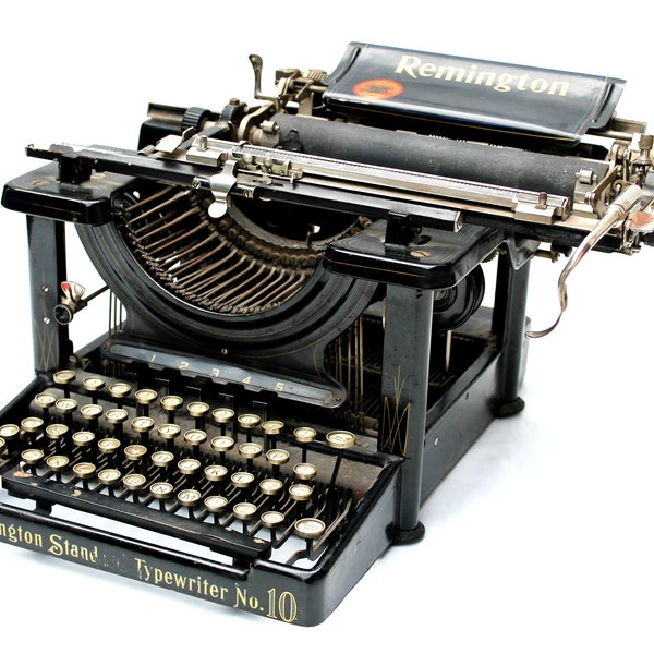 Remington Standard No 10 Typewriter - Antique Black Metal Typewriter