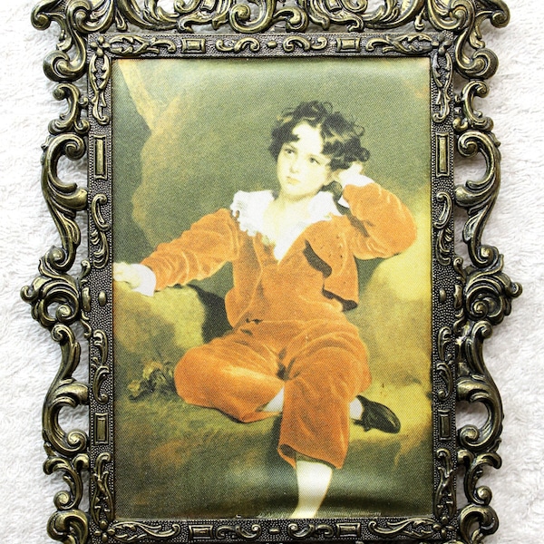 Italian Silk Painting/Print - Boy in Red