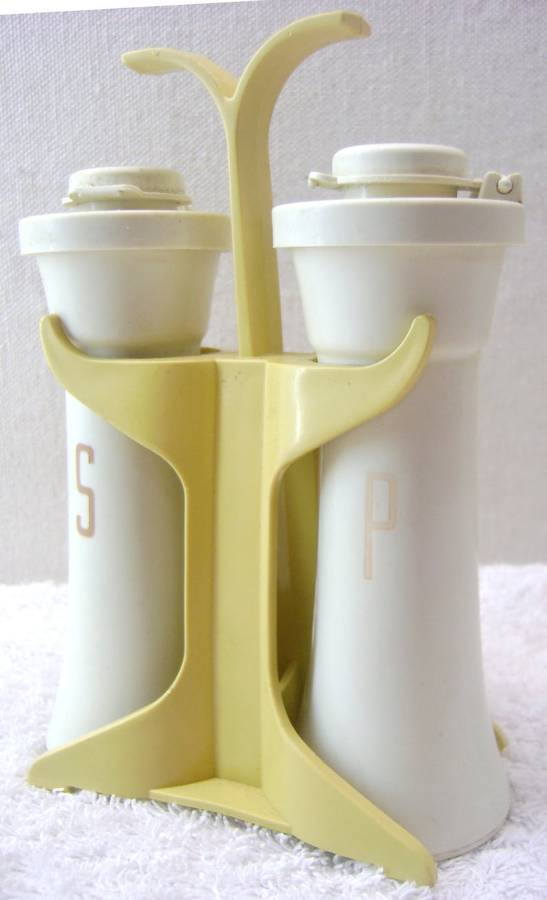 Tupperware Salt and Pepper Shakers in Stand Etsy