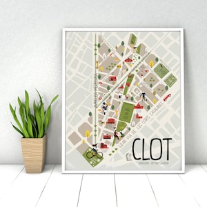 Ilustración mapa del barrio del Clot a color para la decoración de tus paredes.